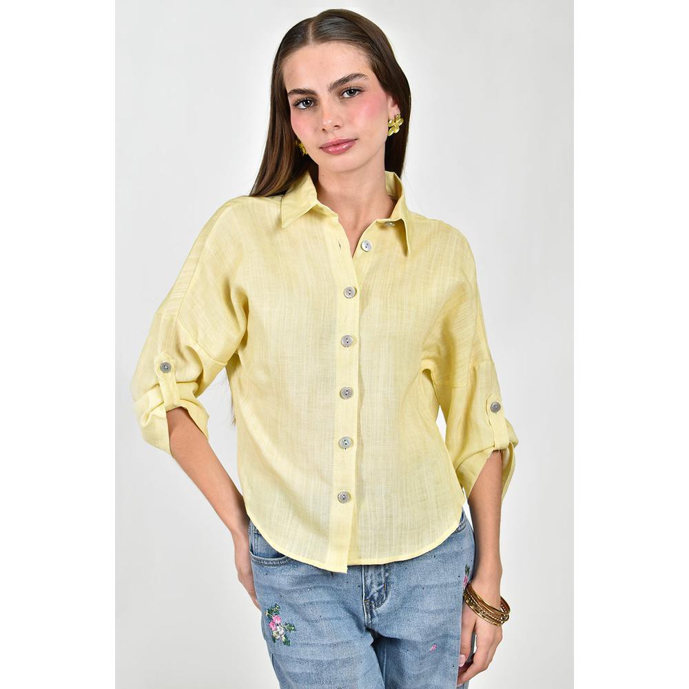 Camisa de lino Roman Fashion /Juvenil, 5123 (Amarillo) image number null