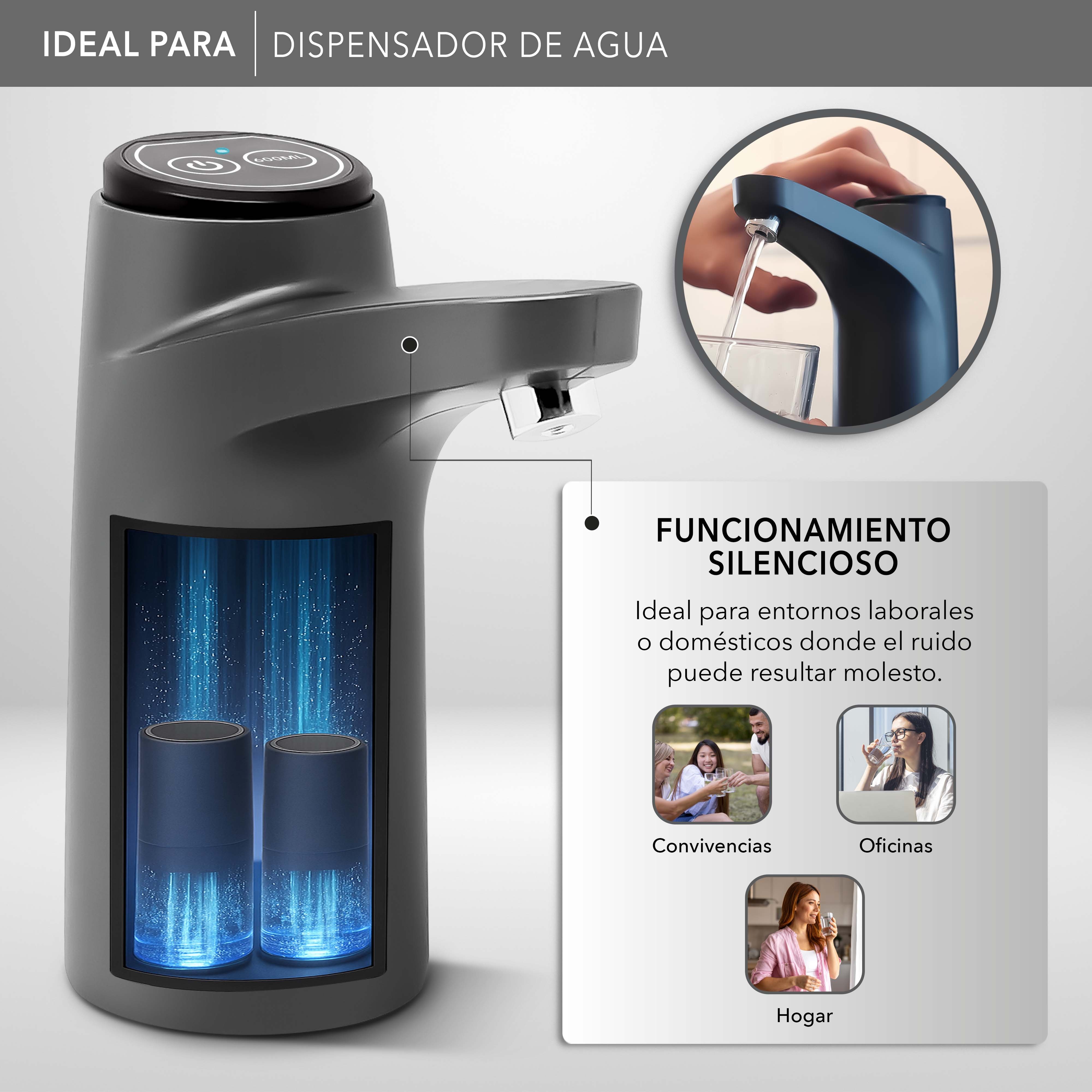 RCA Dispensador de Agua RC-WD2 El&eacute;ctrico, Compatible con Garraf&oacute;n, Funci&oacute;n de 600 ml. image number null
