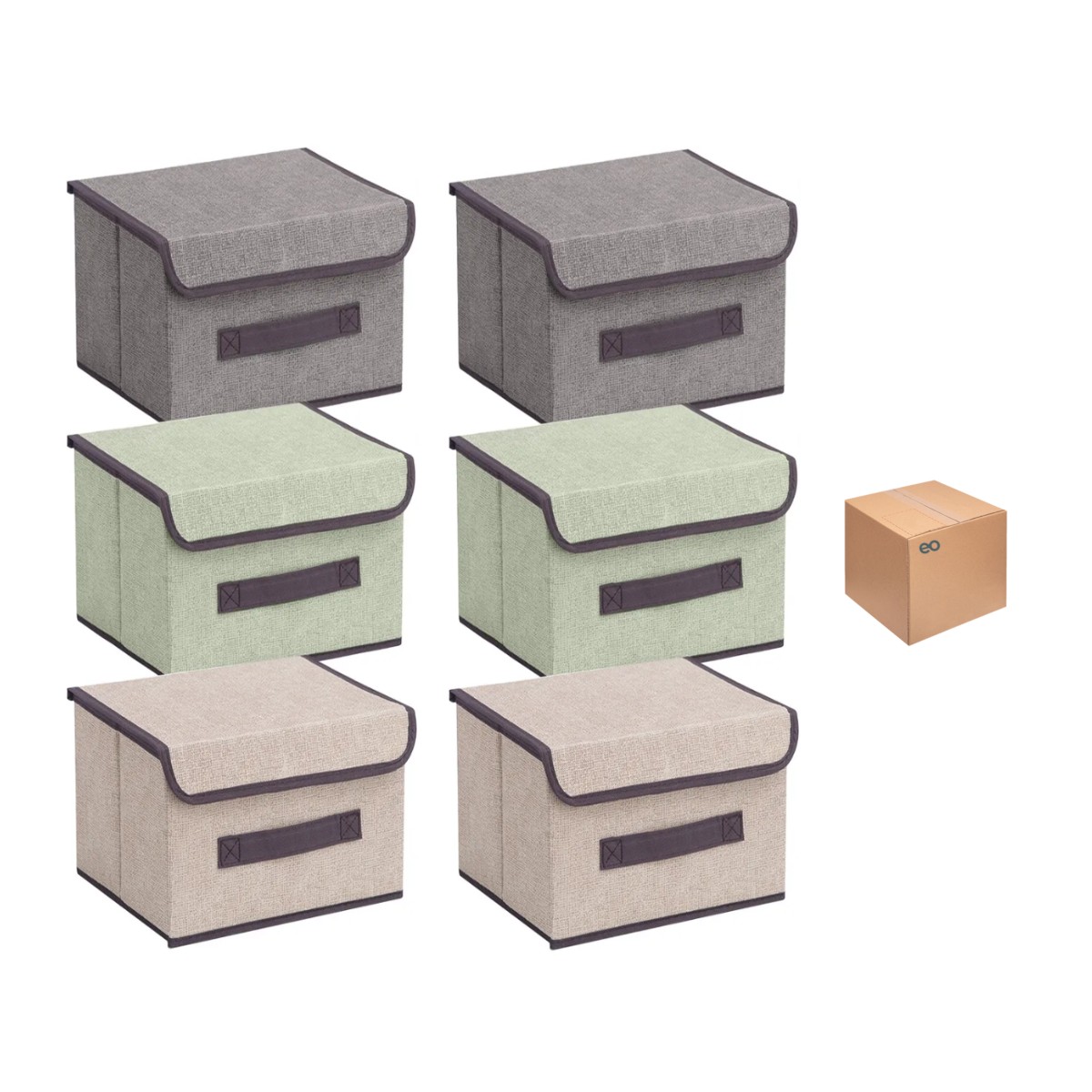 Caja De Almacenamiento De Ropa Con Tapa Plegable Juego De 6 Multicolor image number null