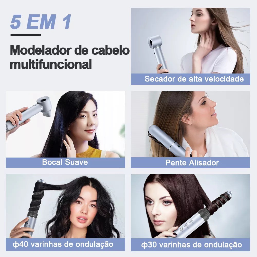 Secador De Pelo De Alta Velocidad 5 En 1 Profesional 1600w image number null