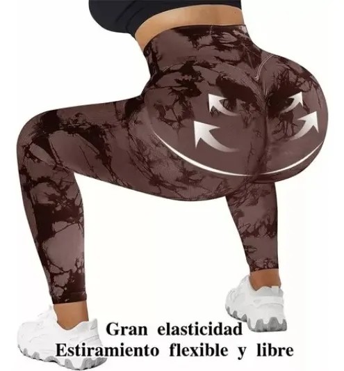 2pzs Leggins Deportivos Gym Licra Mujer Tie-dye Push Up Yoga TALLA GRANDE image number null