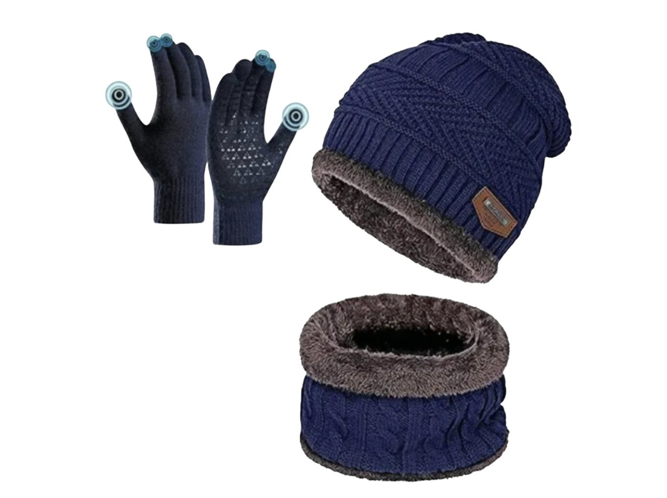 Gorro con Bufanda Tejido Lana 4 Piezas Modelo Azul image number null