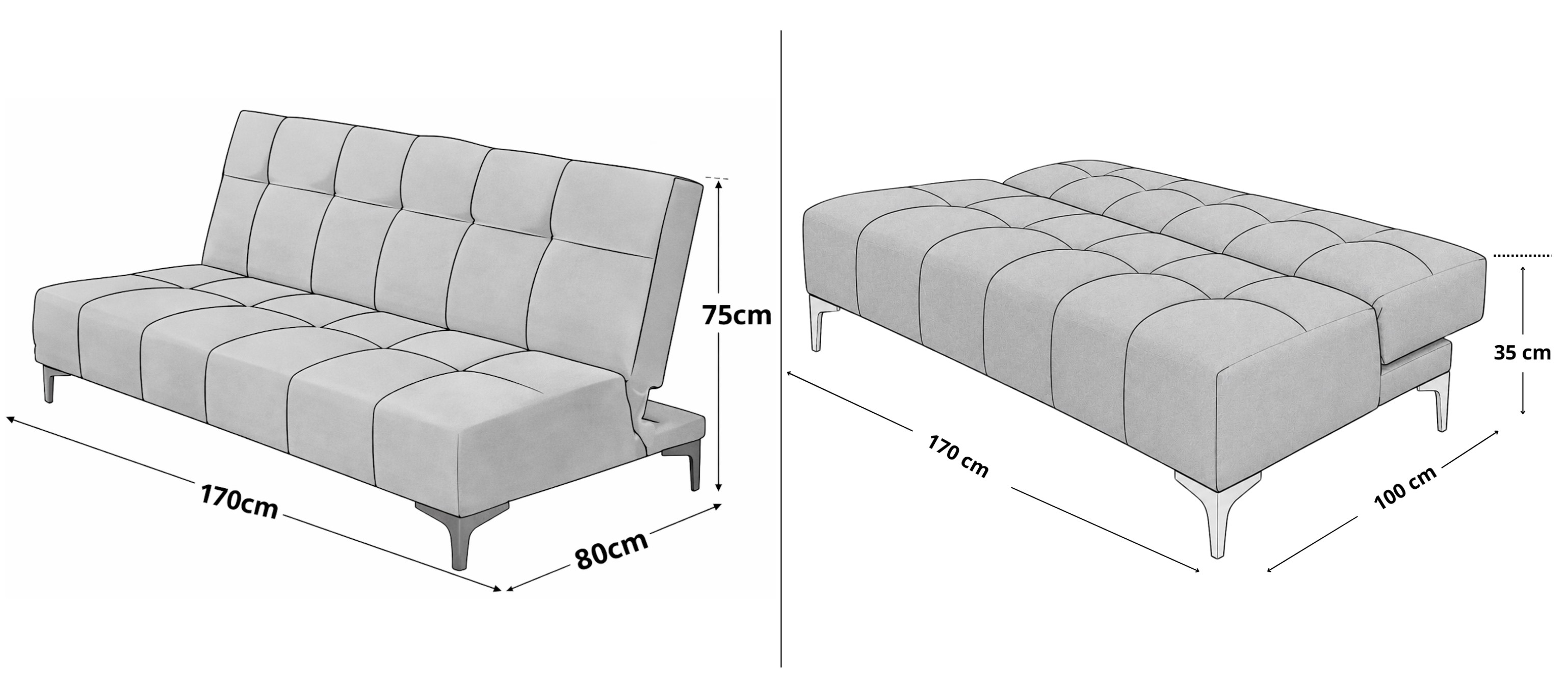 Sofa Cama Vegas Lino Negro, El Bazar Store, Reclinable 3 posiciones. image number null