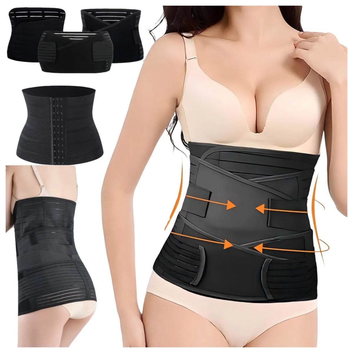 Faja Postparto De Maternidad Para Recuperaci&oacute;n, Kit 4 Piezas Negro Talla: XL image number null