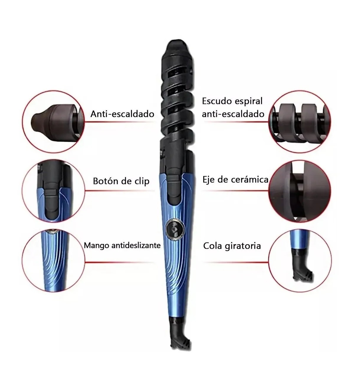 Kit De Plancha Alaciadora 450&deg; +tenaza Rizadora Cabello Pelo Azul Malubero image number null