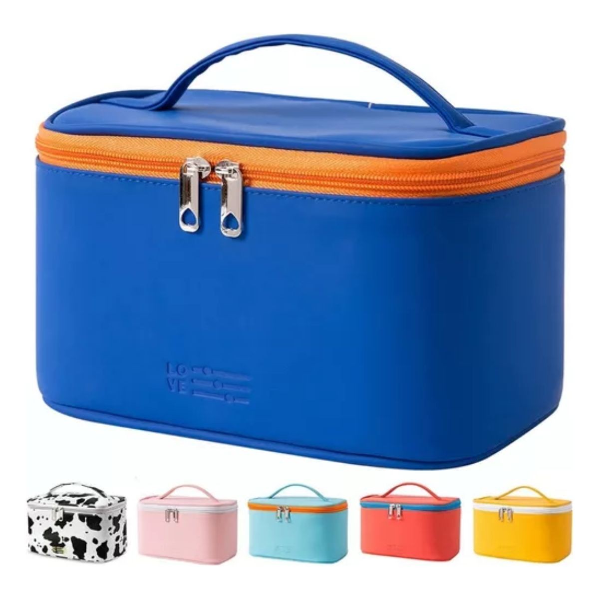 Bolsa De Maquillaje Cosm&eacute;ticos Viaje Organizador Impermeable Azul image number null