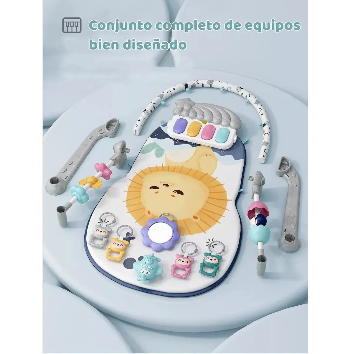 Gimnasio Para Bebe Gimnasio Acolchado Tapete Ni&ntilde;o Con Piano sol azul image number null