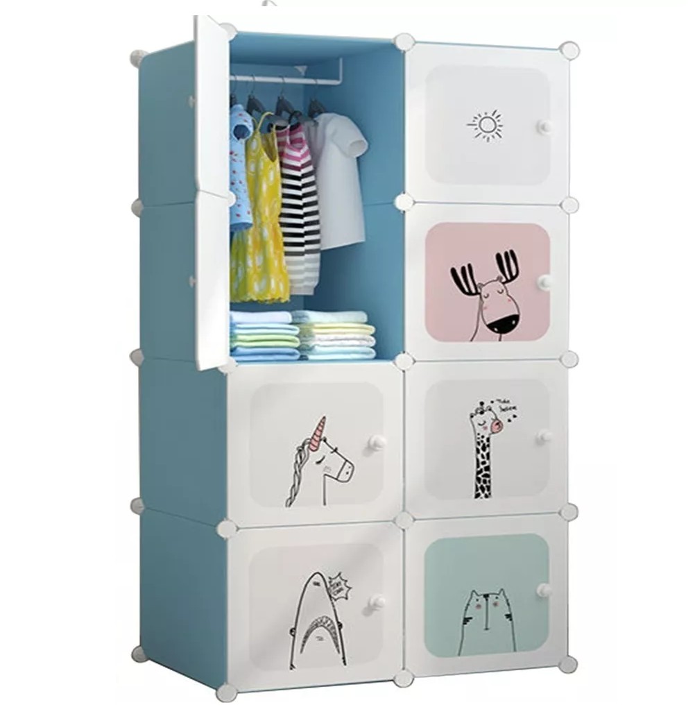 Armario Port&aacute;til Dibujos Para Ni&ntilde;o 8 Puerta Azul image number null