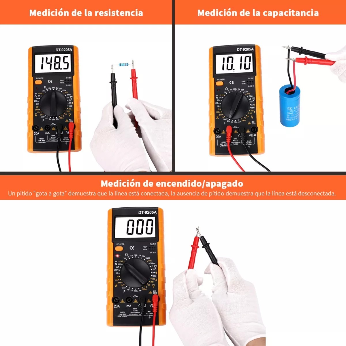 Multimetro Professional Digital Lcd Port&aacute;til Ac/dc Amarillo image number null