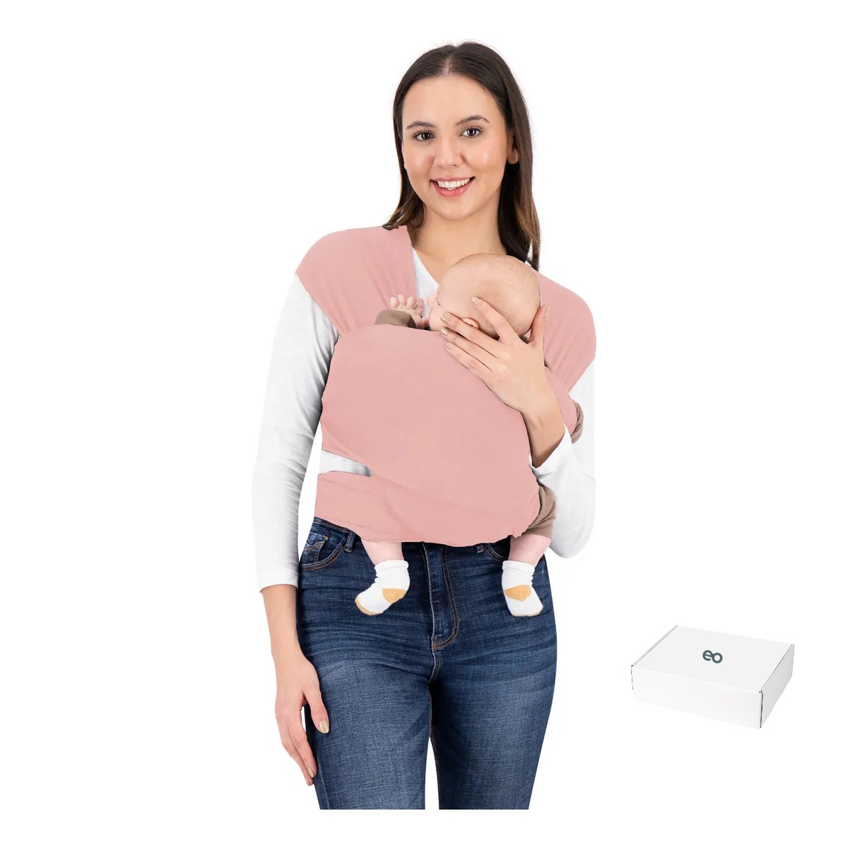 Rebozo Fular Bebe Elastico Ergonomico Rosa Claro image number null