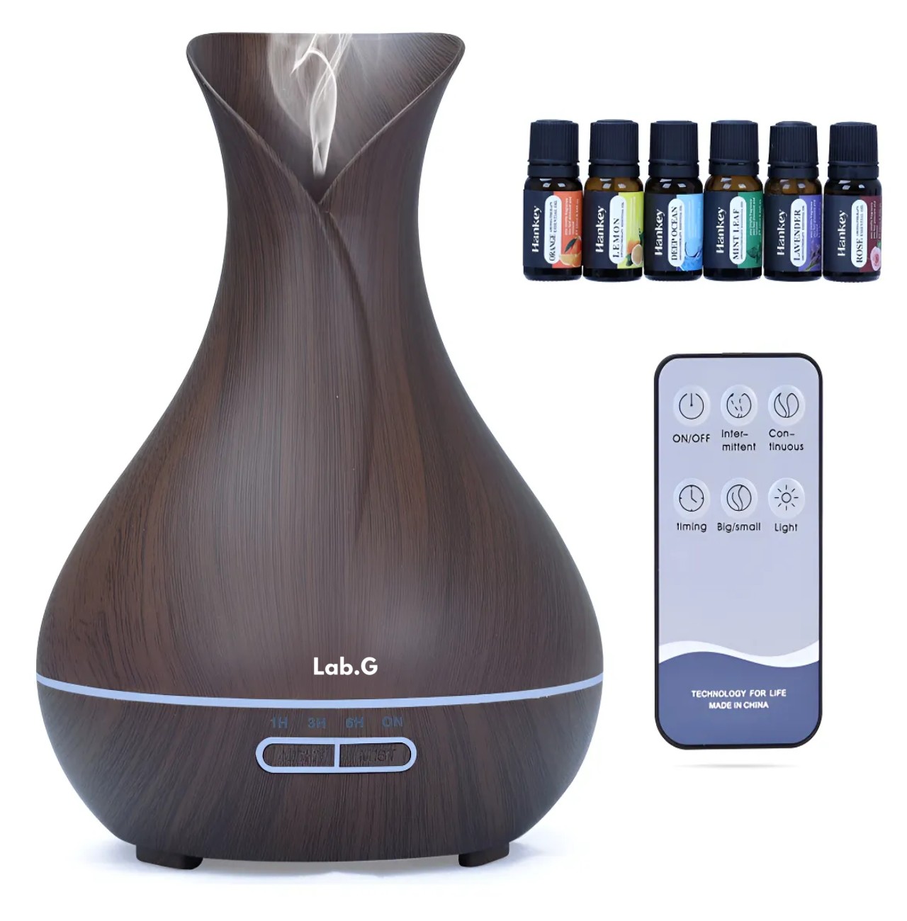 Humidificador Difusor Ultras&oacute;nico 400ml Luces Control Remoto Chocolate oscuro image number null