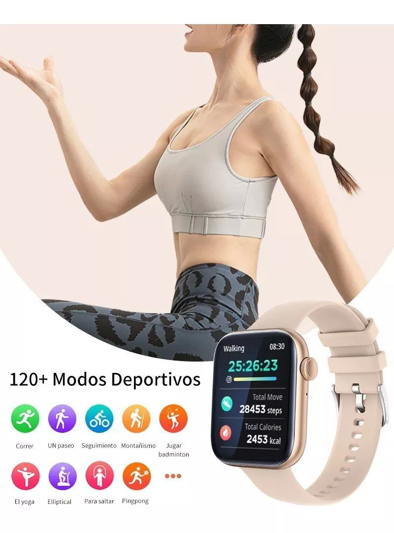 Reloj Inteligente Mujer Smart Watch P45 Bluetooth Call 1.81 color ROSA. image number null