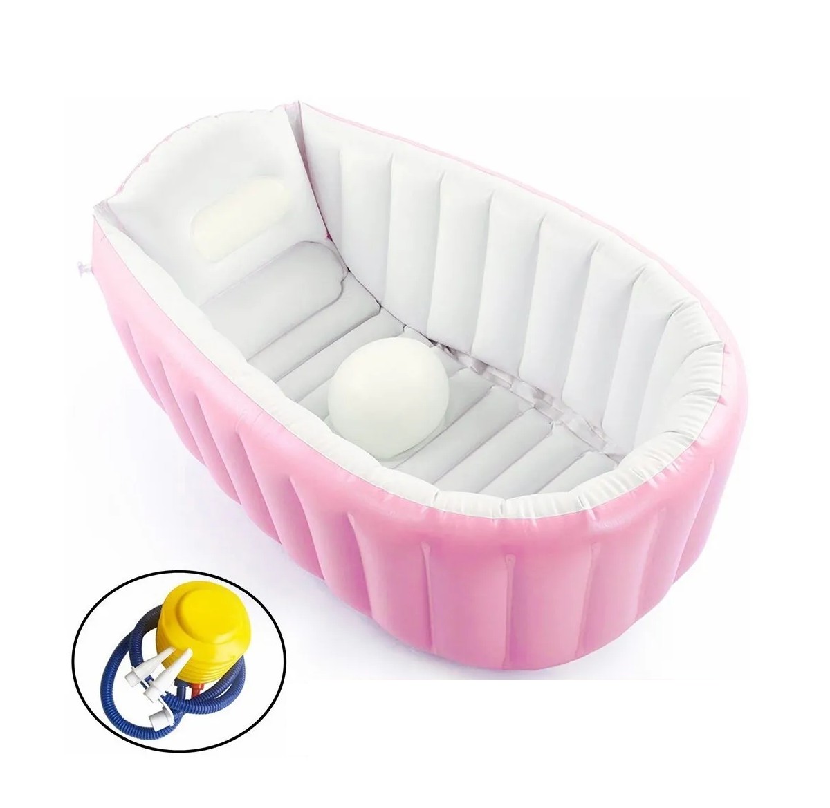 Ba&ntilde;era Bebe Plegable Con Bomba para Inflar Rosa image number null