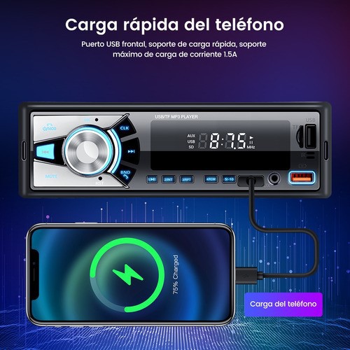 "Auto Estereo Coche Reproductor Mp3 Radio Con Bt Aux Usb Sd ". image number null