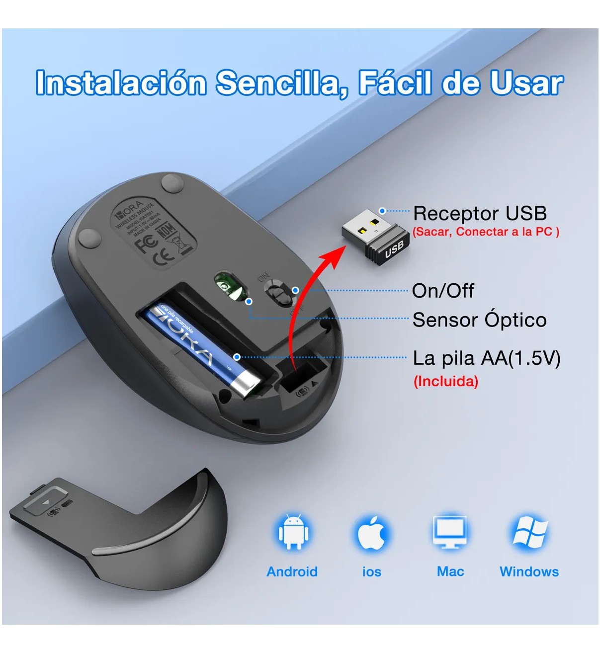 Rat&oacute;n Inal&aacute;mbrico Wireless Malubero Mouse Silencioso Port&aacute;til 2.4g image number null