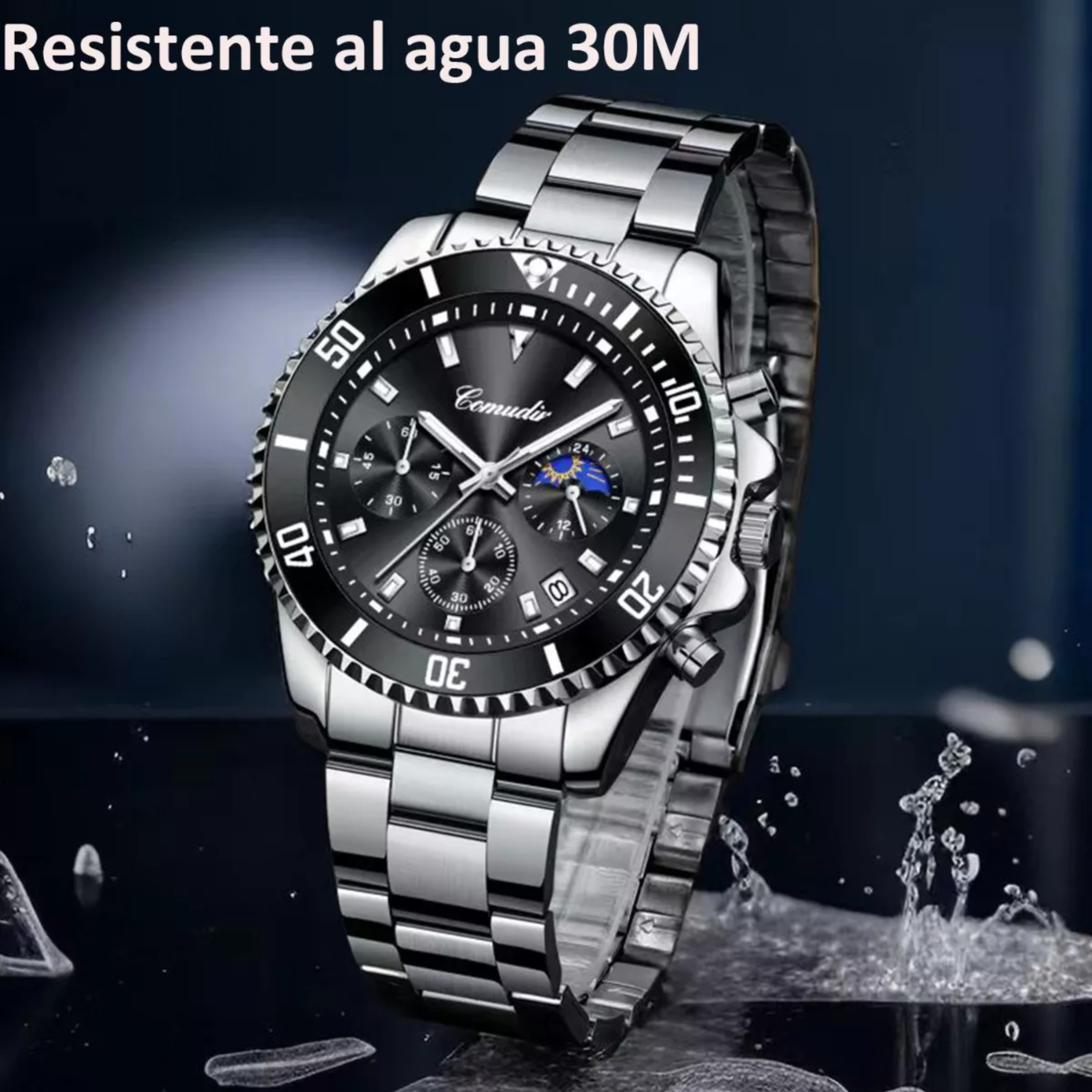 Reloj Para Hombre De Cuarzo De Acero Con Cron&oacute;grafo. image number null