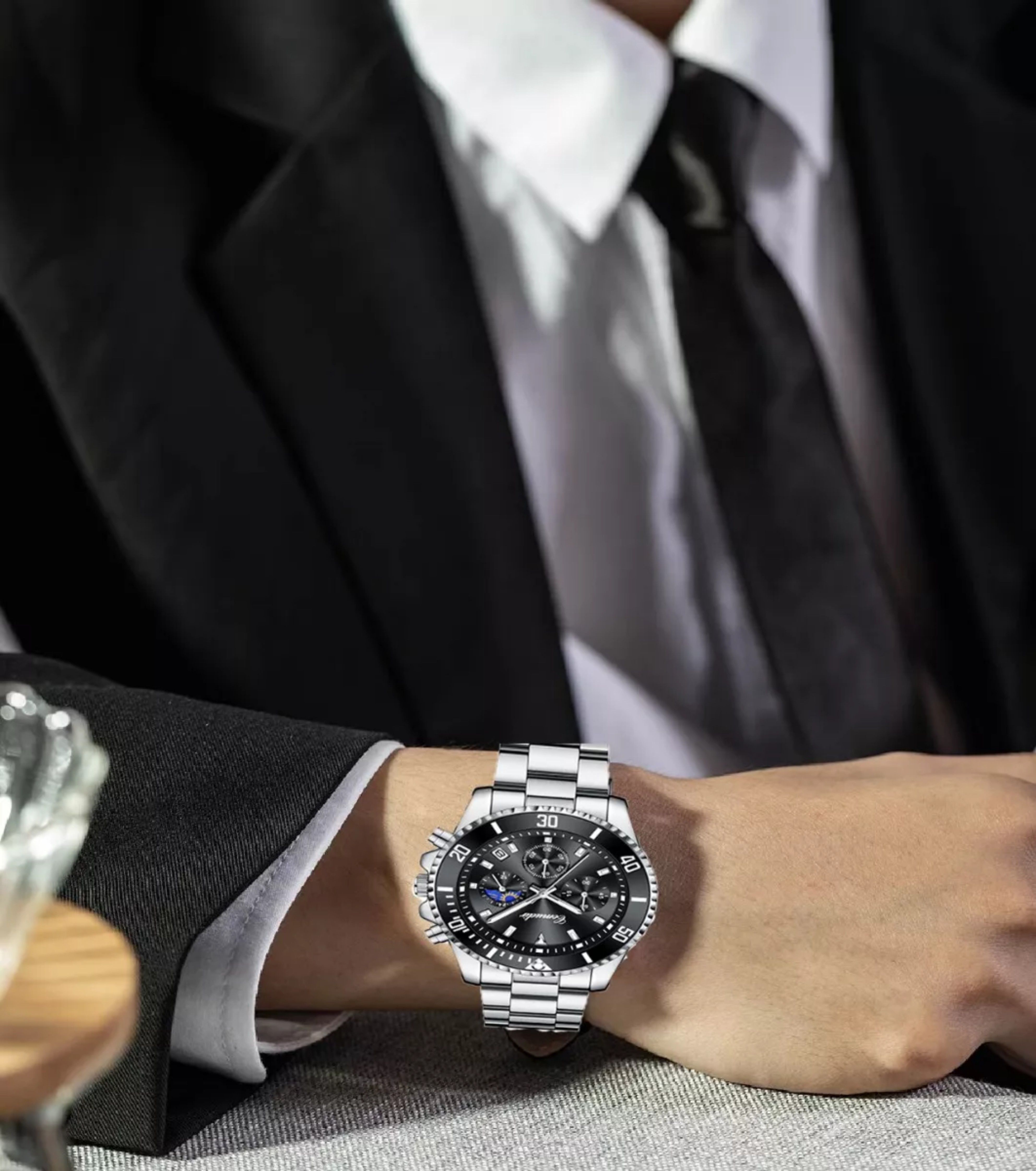 Reloj Para Hombre De Cuarzo De Acero Con Cron&oacute;grafo. image number null
