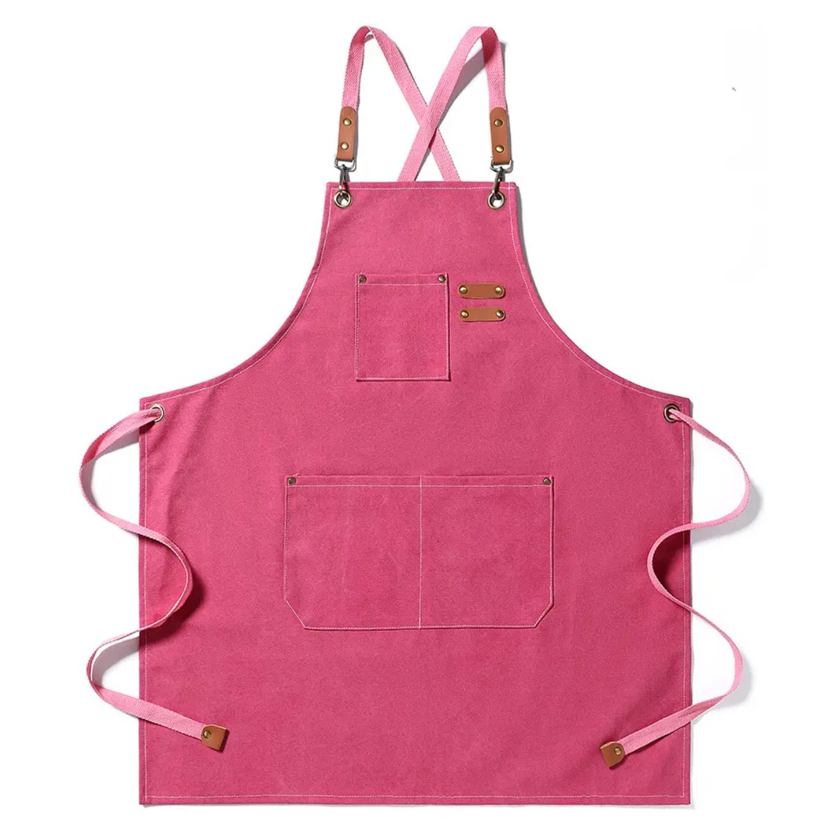 Mandil Delantal Para Chef De Loneta Algod&oacute;n Rosa image number null