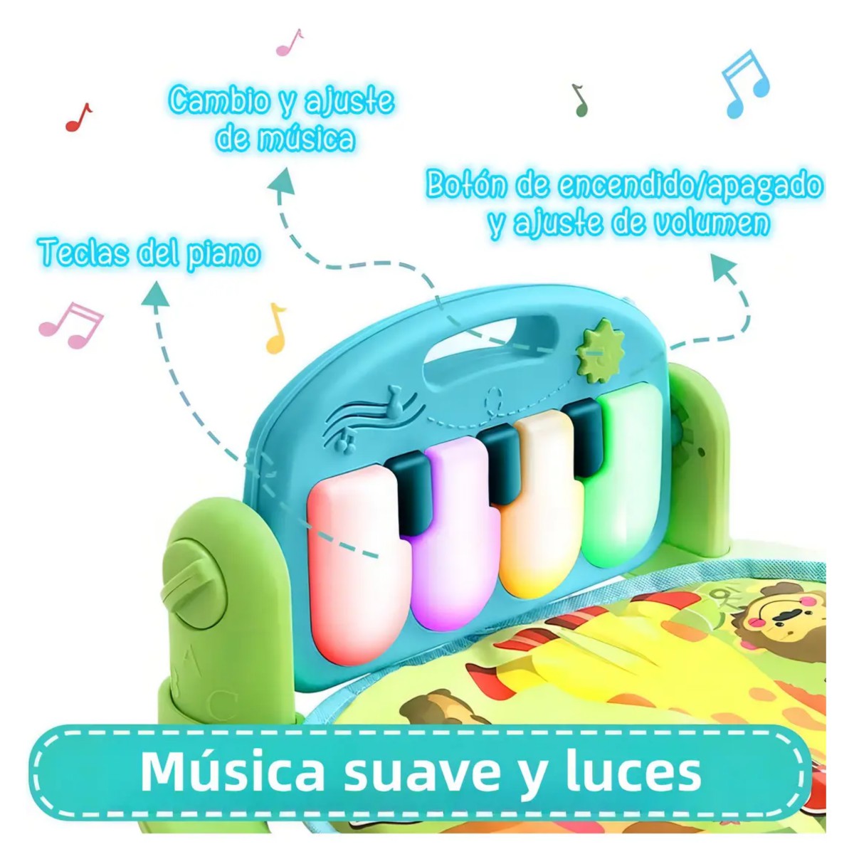 Gimnasio Acolchado Tapete Bebe Alfombra Infantil Con Piano Verde image number null