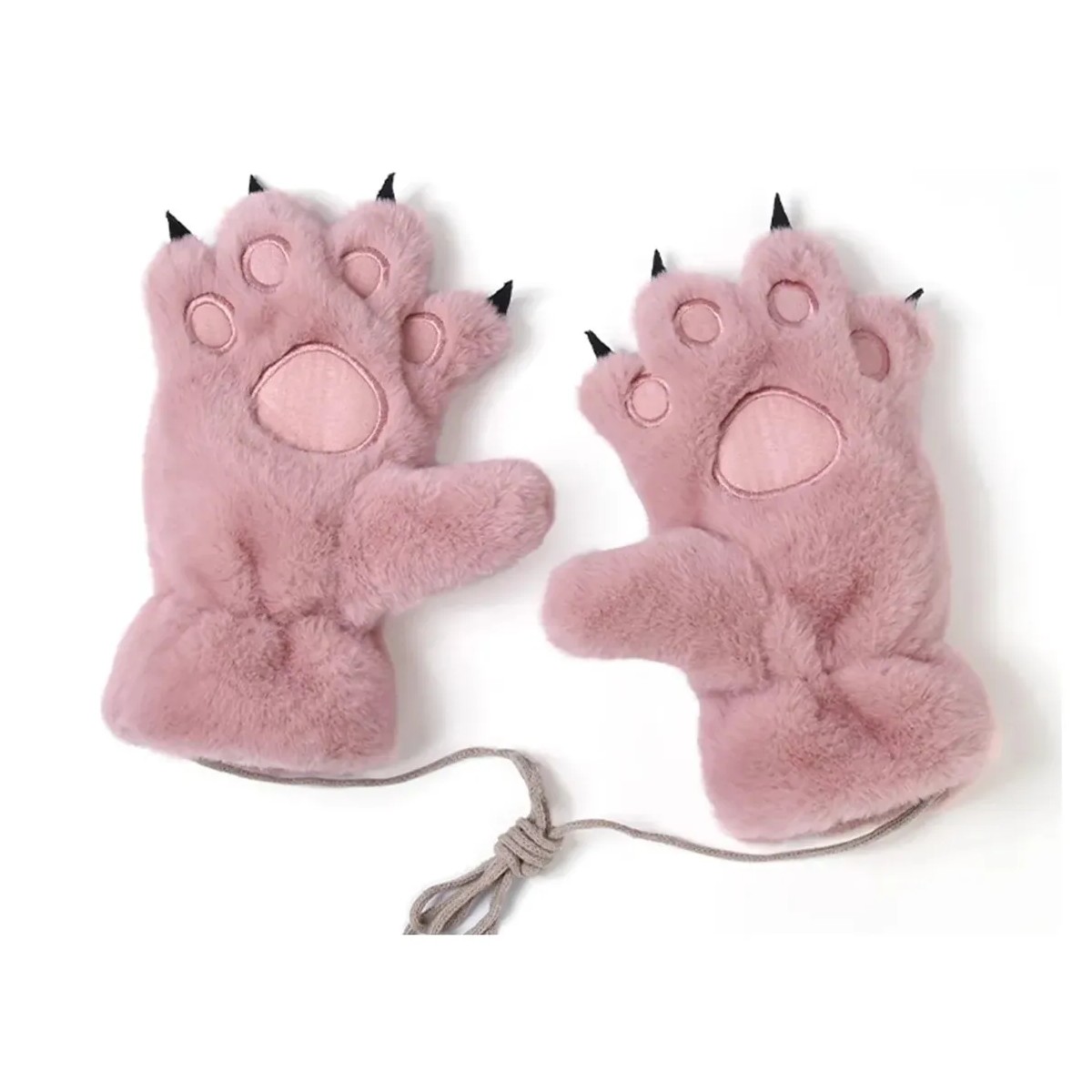 Guantes De Pata Oso Tejidos Termica Mujer Moda Invierno Fr&iacute;o Rosa image number null