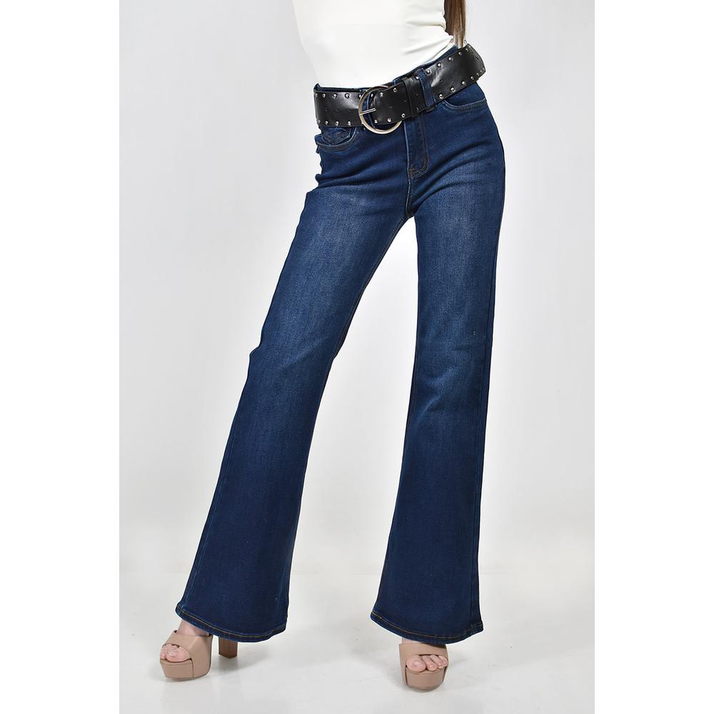 Jeans acampanados con cinto /Juvenil, 2100 (Azul dark) image number null
