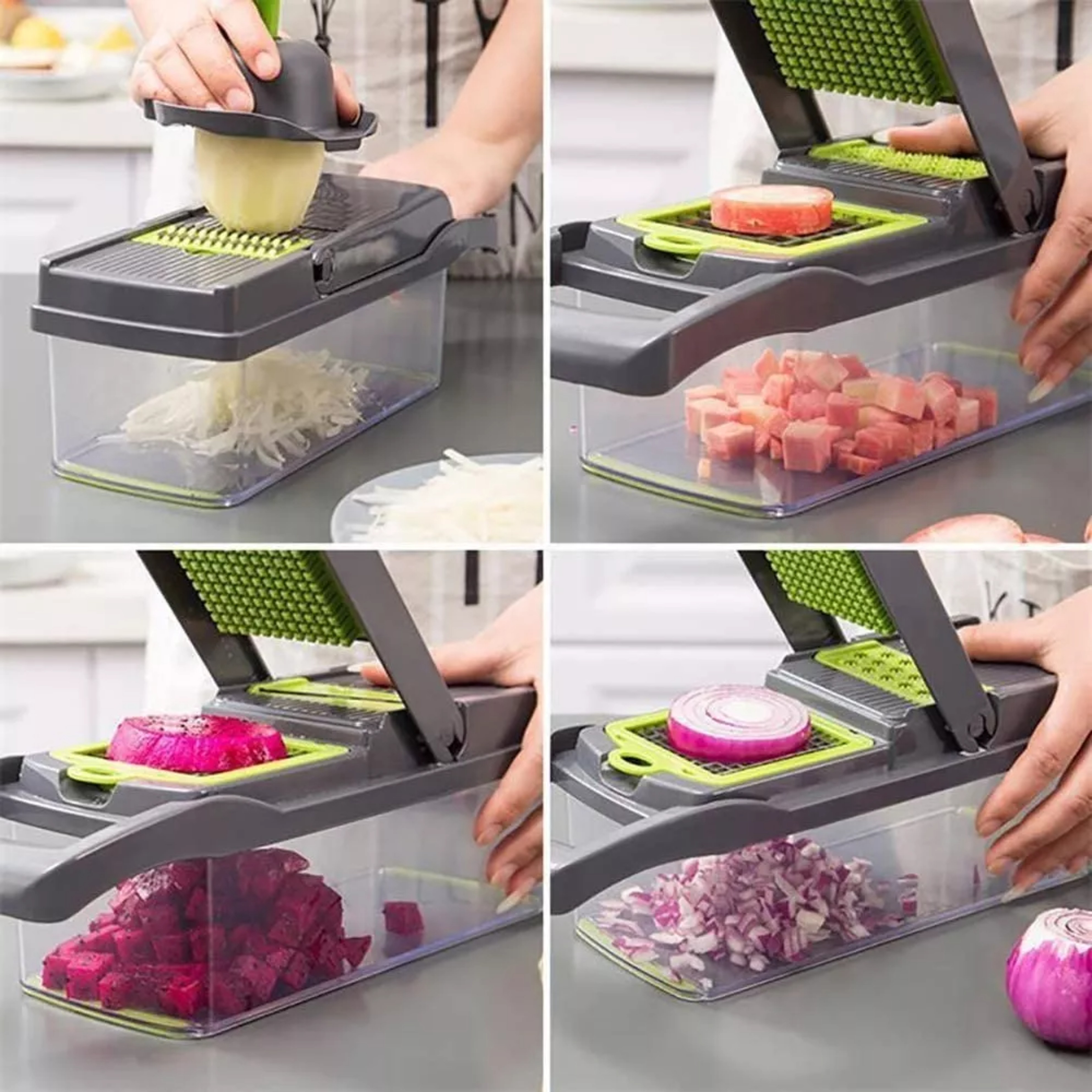 Rallador Cortador Rebanador Picador Manual De Verduras Fruta Uwei 420 Verde. image number null
