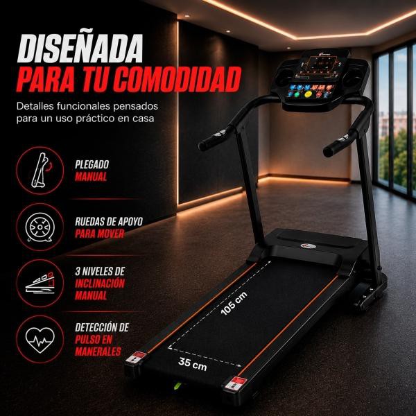 Caminadora Electrica Plegable Centurfit 1.25 Hp 12 Programas Fitness image number null