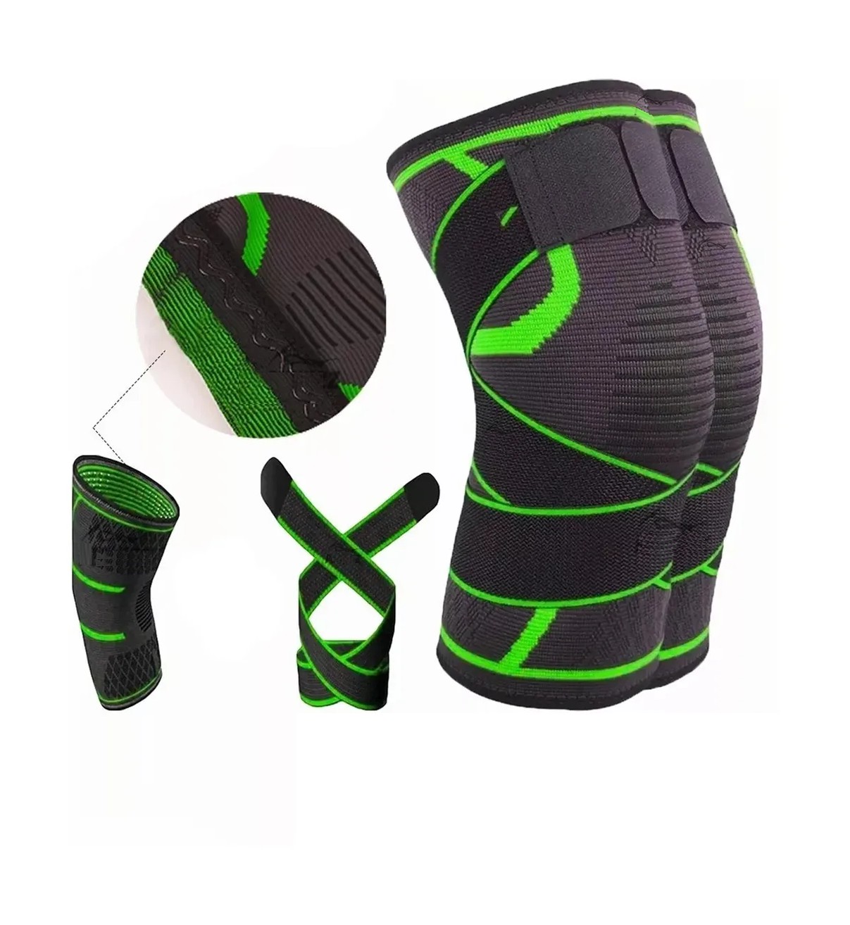 Par Rodilleras El&aacute;sticas Deportivas Compresion Para Gym Verde M Malubero image number null