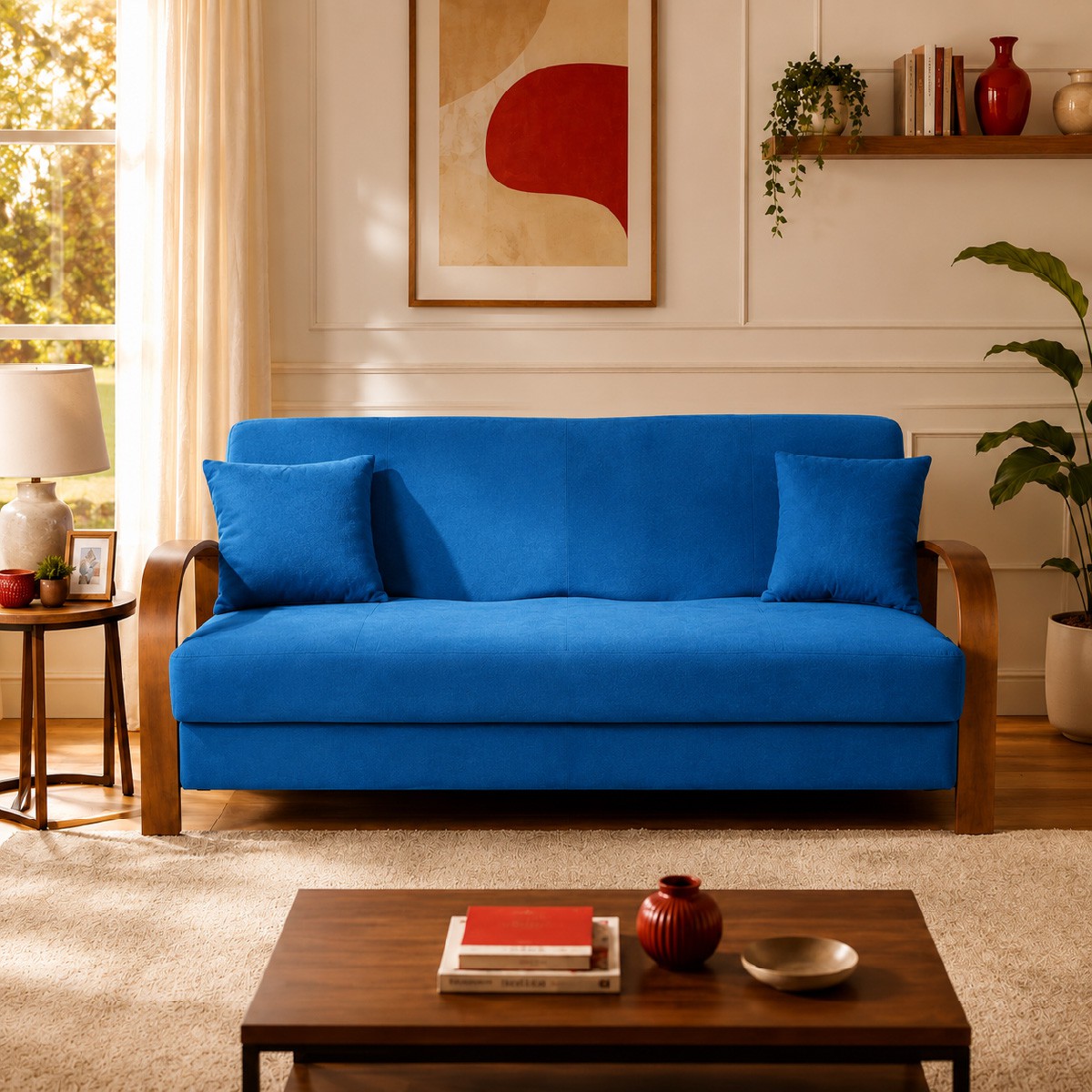 Sof&aacute; Cama Individual 237 Brazos Madera, Atlas del Descanso Color Azul image number null