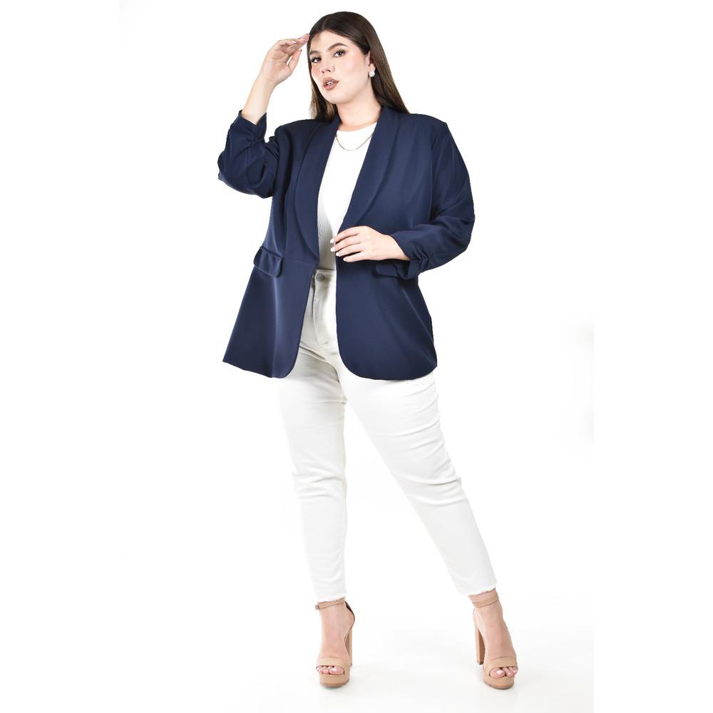 Blazer manga 3/4 Roman Fashion /Tallas Extras, 12255 (Azul marino) image number null