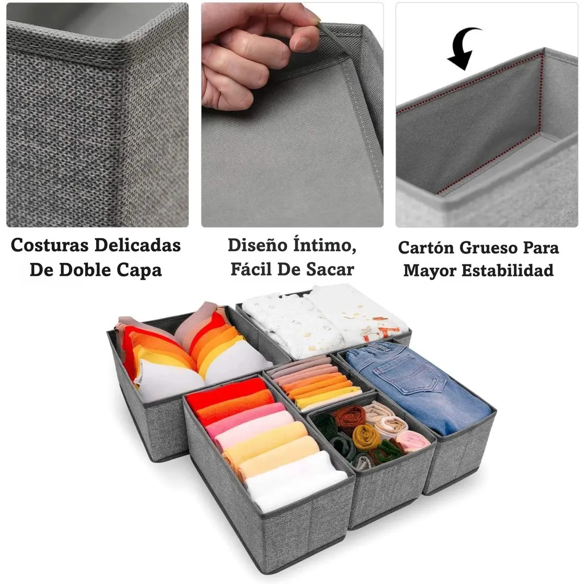 Cajas Organizadoras De Tela Plegables 12 Piezas Color Gris image number null