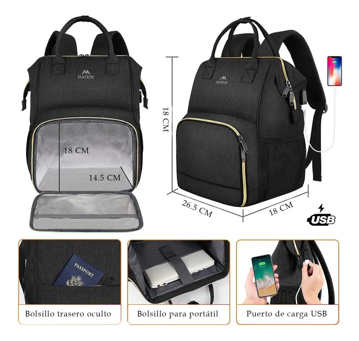 Luncheras Escolares Mochila T&eacute;rmica Para Mujer Con Port&aacute;til image number null