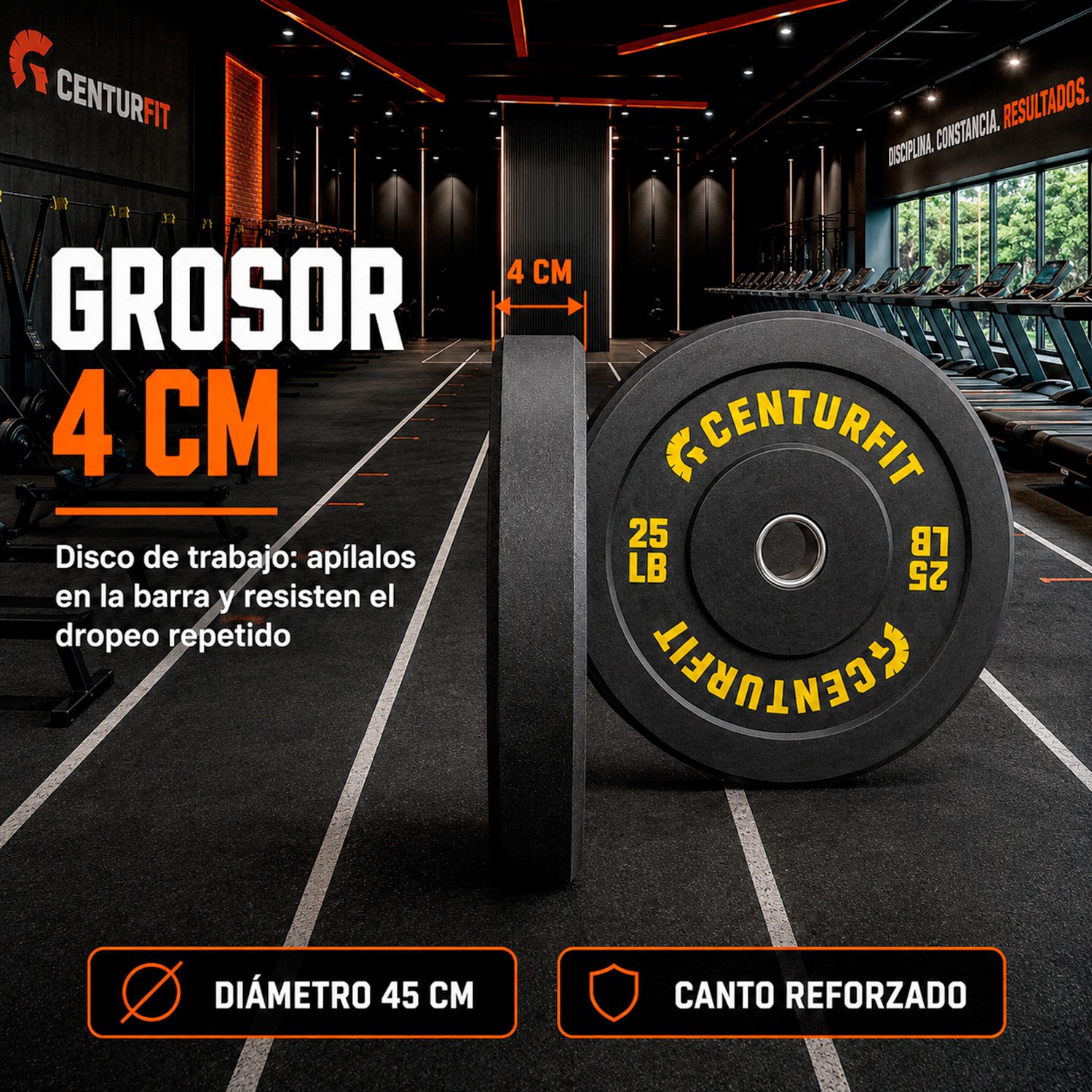 Par Disco Bumper Olimpico 25 Lb Centro Acero Caucho Crossfit Negro Centurfit image number null