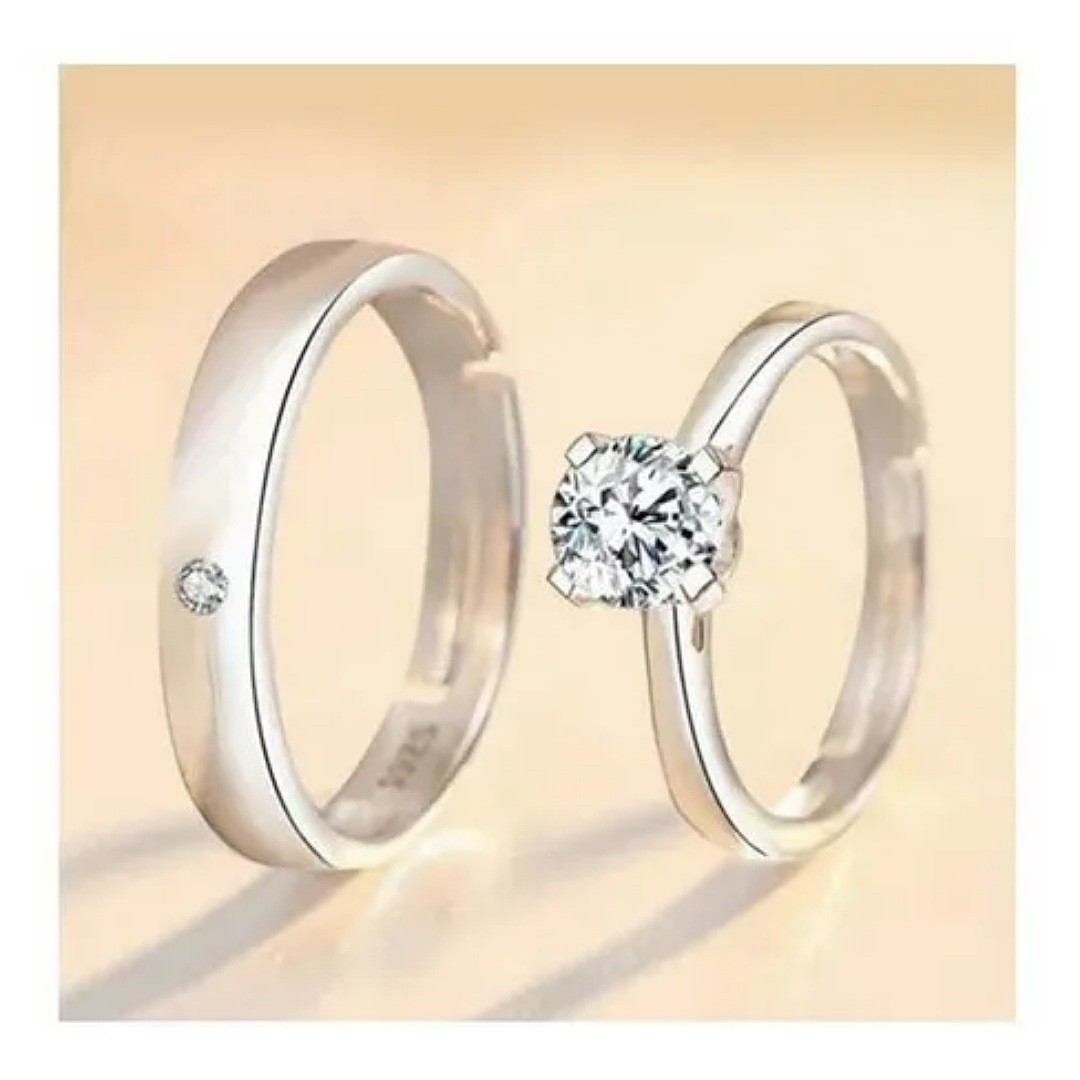 2 Anillos Duo Promesa Plata Fina 925 Amor Parejas image number null