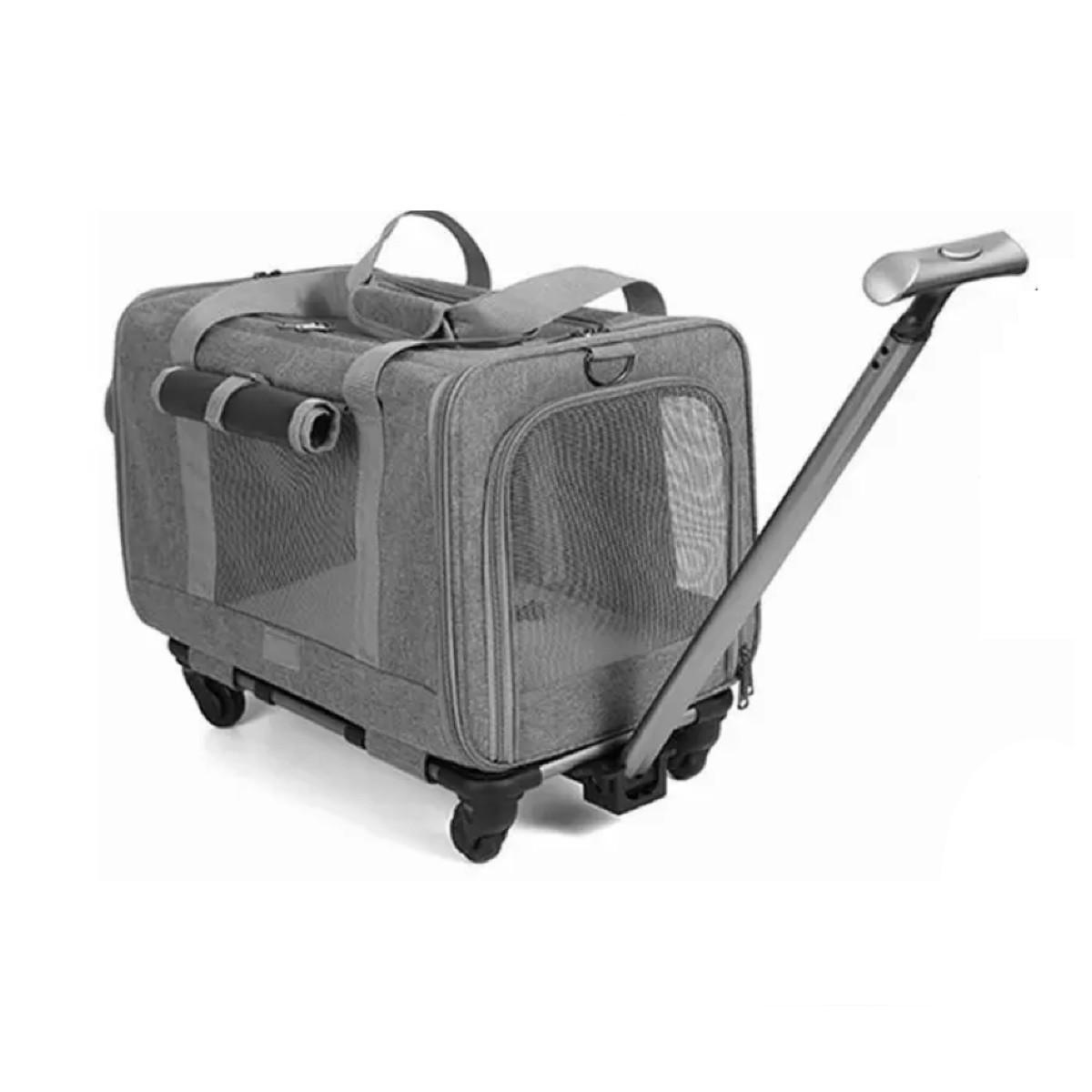 Transportador Para Perros Gato Mochila Con Ruedas Gris Claro image number null