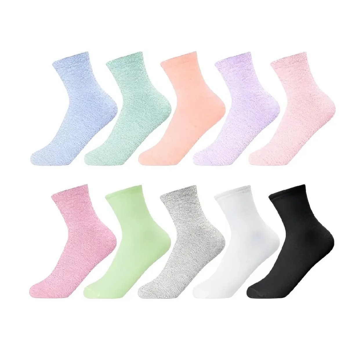 Calcetines Largas Mujer Termicos De Algodon Colores 10 Pares image number null