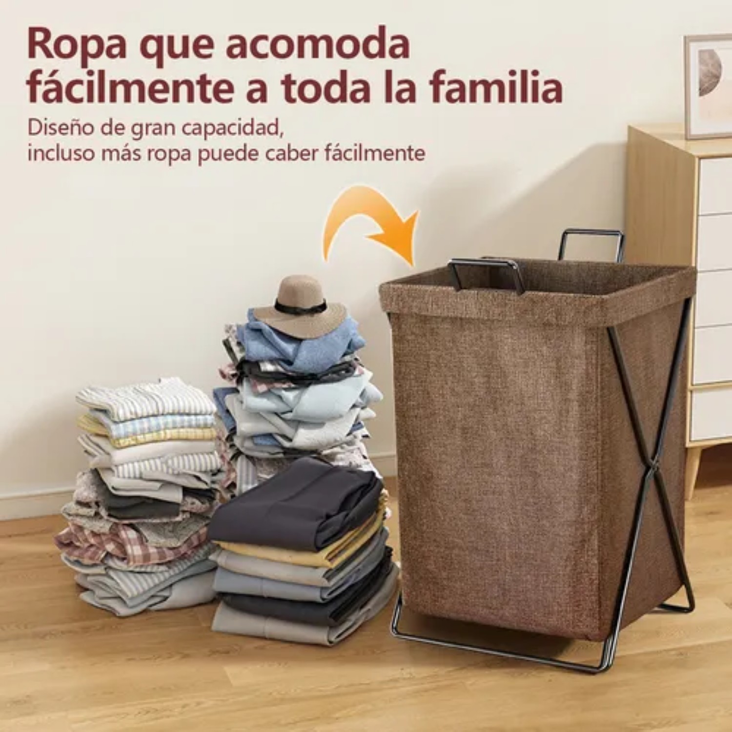Cestos De Ropa Estilo Japon&eacute;s Sucia Extra Grande Marron Oscuro image number null