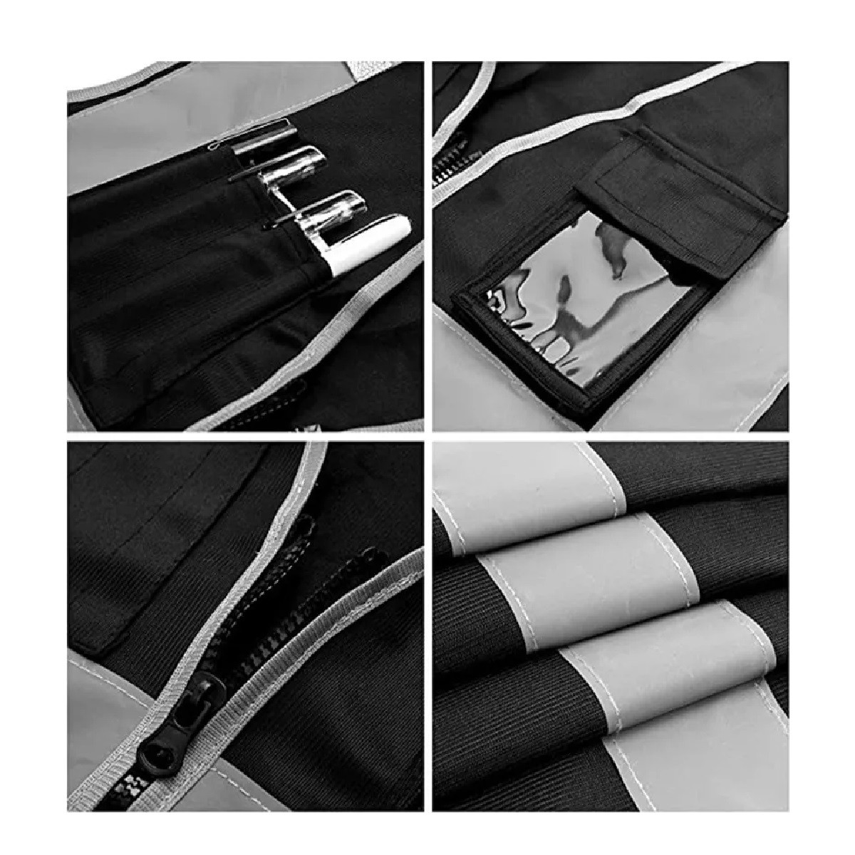 Kit 5 Chaleco Seguridad De Reflejantes Vial/industri+5 Silbidos Negro image number null