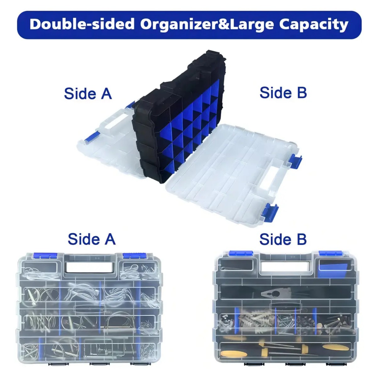 Organizador De Herramientas De Doble Cara Con Separadores Azul image number null