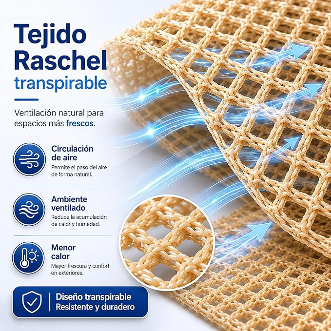Bluelander Malla Sombra Raschel 6 &times; 4 m para Exteriores HDPE Color Beige, Protecci&oacute;n UV Malla Reforzada Resistente image number null