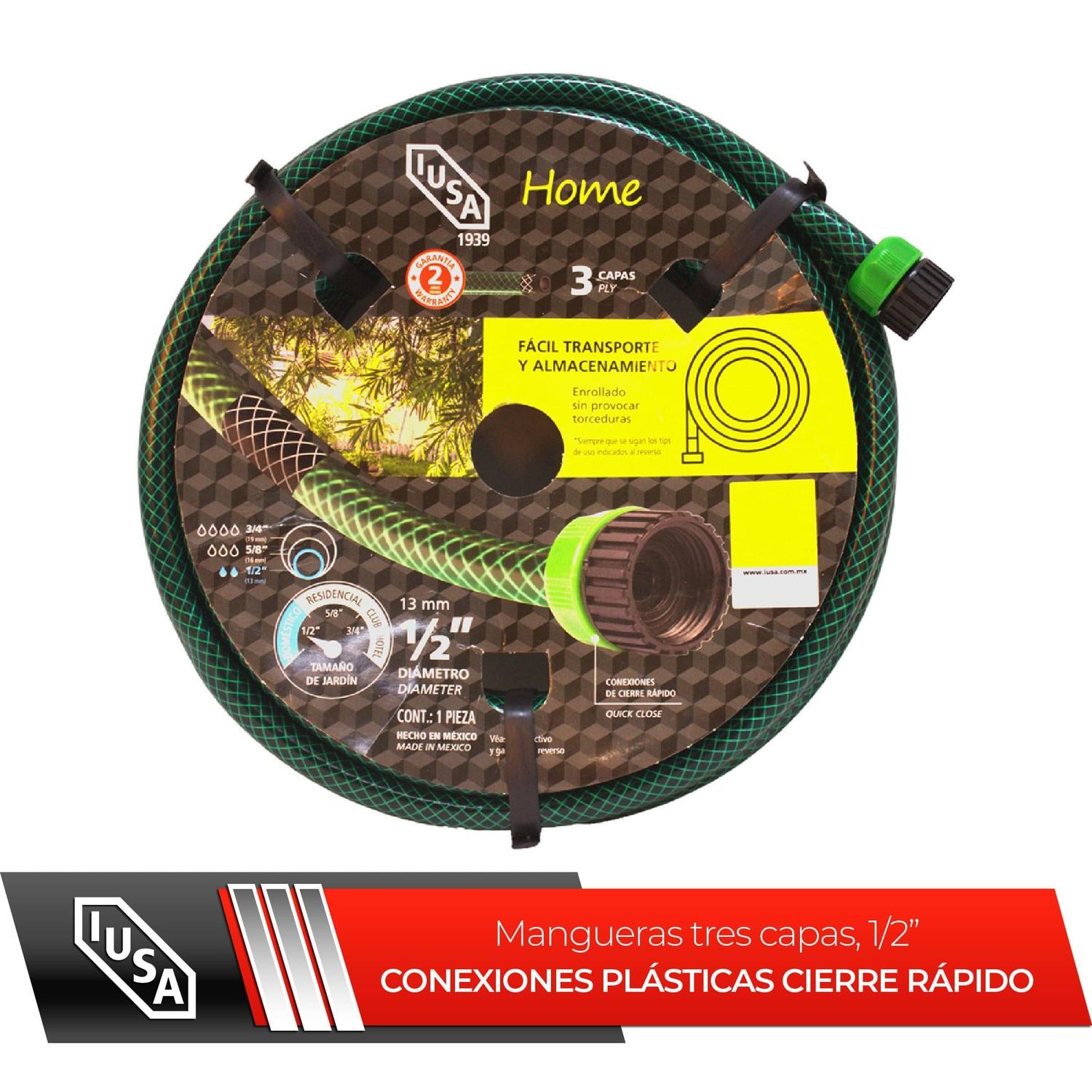Manguera 20m Home Tricapa 1/2&rdquo; con Conexiones Pl&aacute;sticas image number null