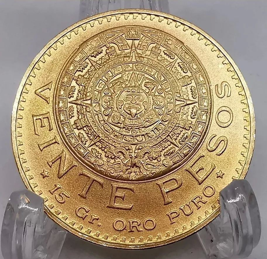 Moneda Azteca Oro $20 pesos Original 1959 Sin Circular Nueva. image number null