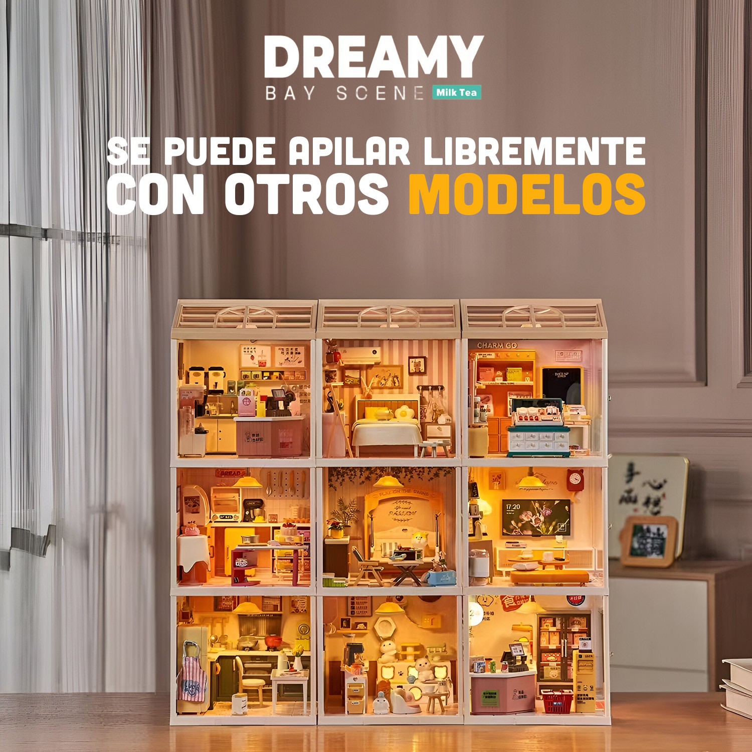 Juguete Tienda de Helados y Bubble Tea en Miniatura con Accesorios y Luz Nocturna image number null