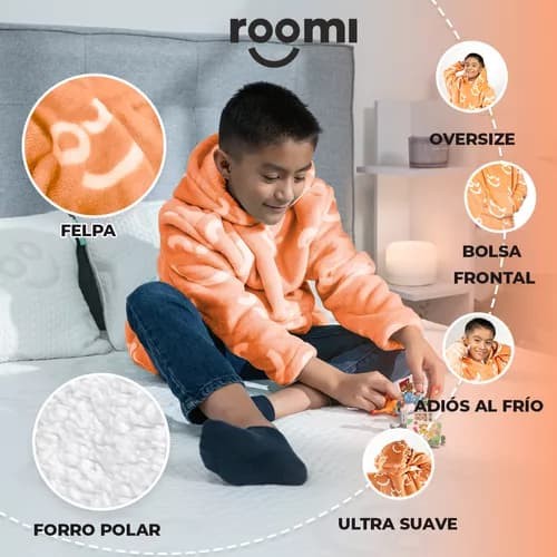 Coomfi - Maxi Hoodie, Sudadera Para Dormir Unitalla Infantil Naranja image number null