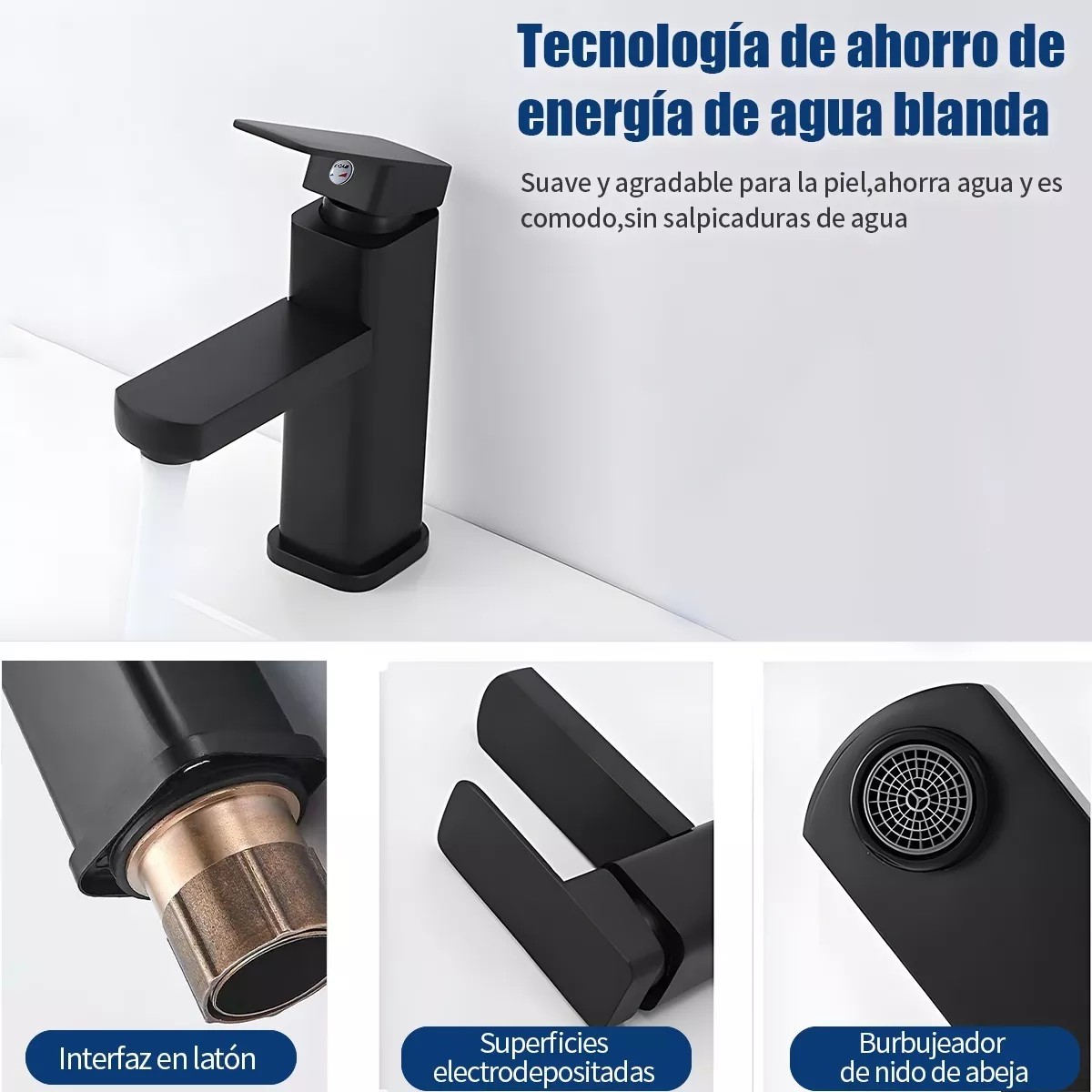Grifo Ba&ntilde;o Llave Monomando Fregadero Mezcladora Inoxidable Negro image number null
