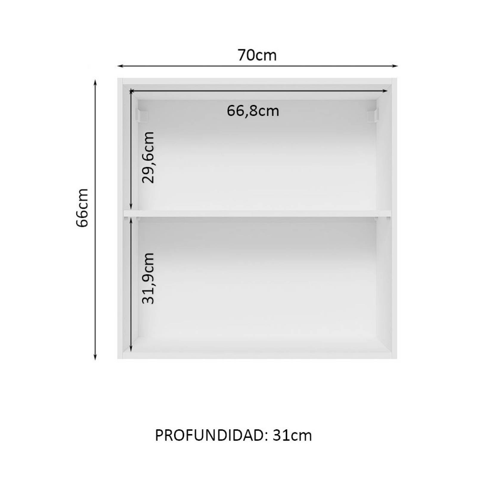 Mueble Superior 70cm 2 Puertas Blanco Glamy Madesa. image number null