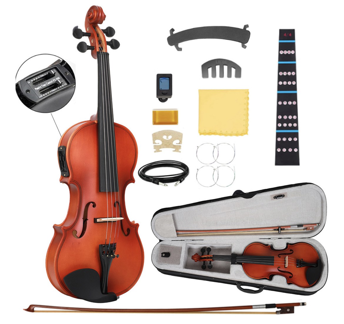 Precio De Electrico Violines Electroacustico 4/4 Y Estuche Color Marr&oacute;n image number null