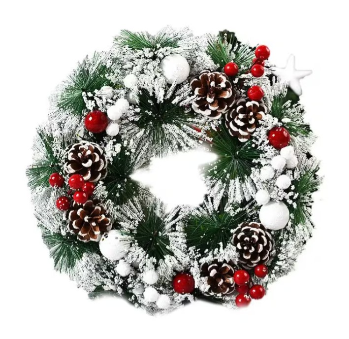 Corona Navide&ntilde;as Adorno Puerta Adviento Decorativa Navidad image number null