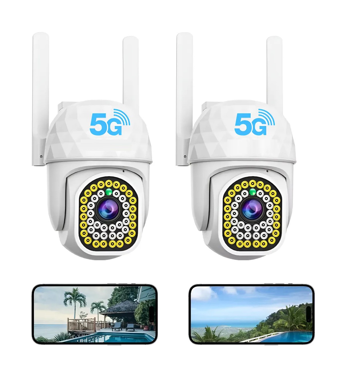2pcs C&aacute;mara De Seguridad Hd Wifi De Visi&oacute;n Nocturna Malubero Alarma Blanco image number null
