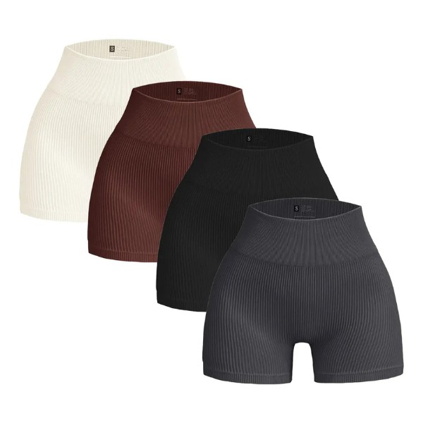 4 Piezas Shorts Deportivos para Mujer de Tiro Alto, Ajuste C&oacute;modo para Yoga, Gimnasio, Fitness y Ejercicio image number null